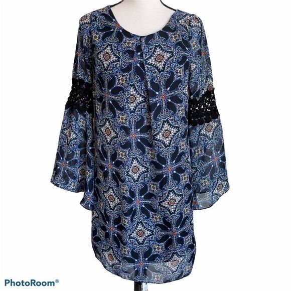 I.N. San Francisco Blue Bell Sleeve Dress - Medium - Picture 1 of 10